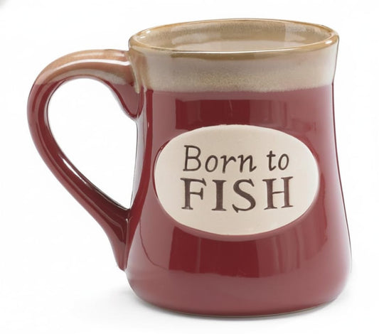 burton + BURTON "Born To Fish" Coffee Mug with Fisherman's Serenity Prayer Great Fishing Gift