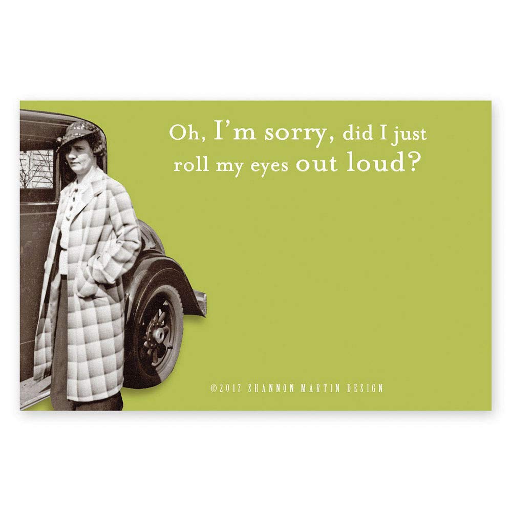 Shannon Martin Girl Designer Self Stick Note, 3.3" x 0.5", Roll My Eyes