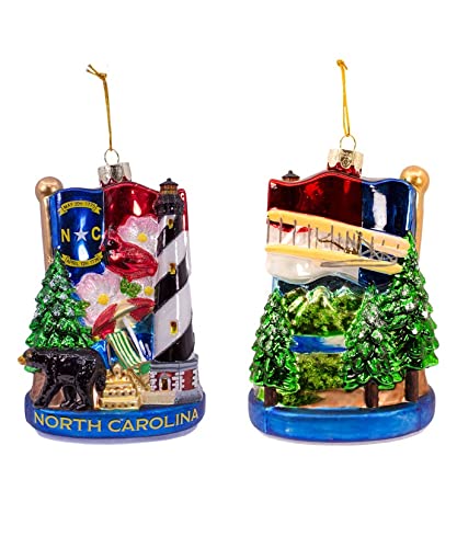 Kurt S. Adler Kurt Adler North Carolina Landscape Glass Shows All The Glory of The State of NC Ornament, 5-inches, Multicolor