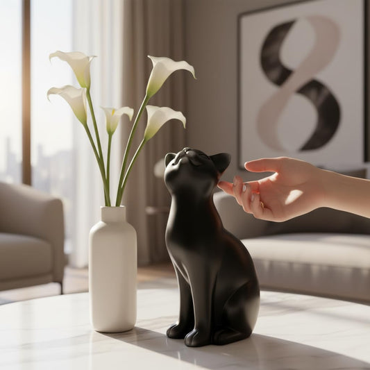 Comfy Hour Farmhouse Collection 9" Polyresin Standing Cat Decoration, Black