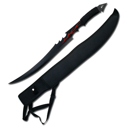 Master Cutlery BladesUSA HK-1482 Red Flame Samurai Fantasy Sword, Black/Silver, 26-Inch Length