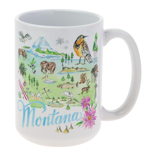 Boston International Coffee Mug Rosanne Beck State Collection Ceramic Tea Cup, 15 Ounces, Montana