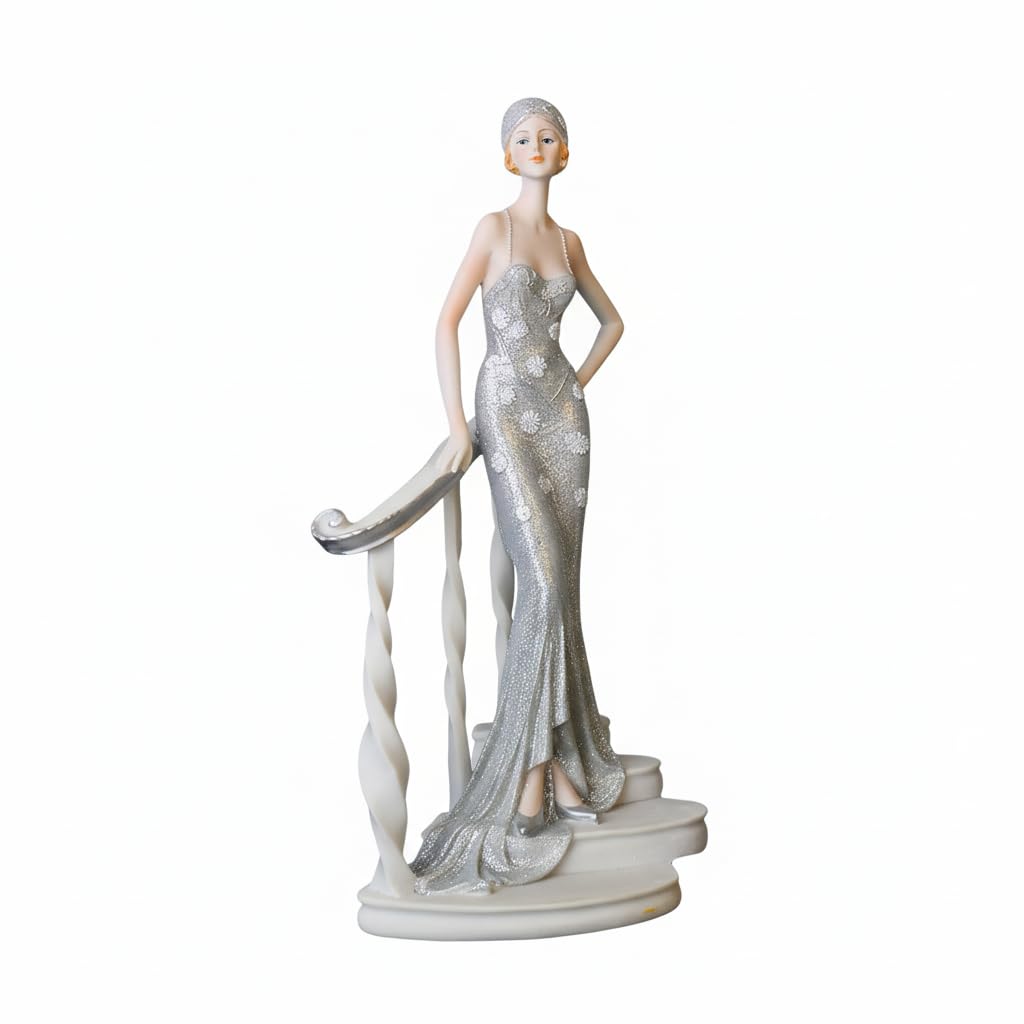 Comfy Hour 13.7 Inch Woman Figurine Decor, Art Deco Lady Statue