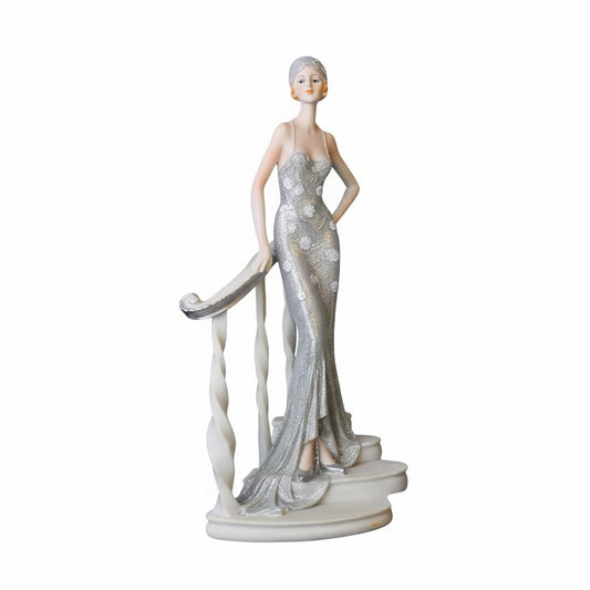 Comfy Hour 13.7 Inch Woman Figurine Decor, Art Deco Lady Statue