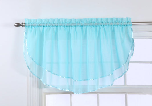 Belle Maison Stylemaster Elegance Sheer Voile Ascot Valance, 60" x 24‚Äö√Ñ√π, Aqua