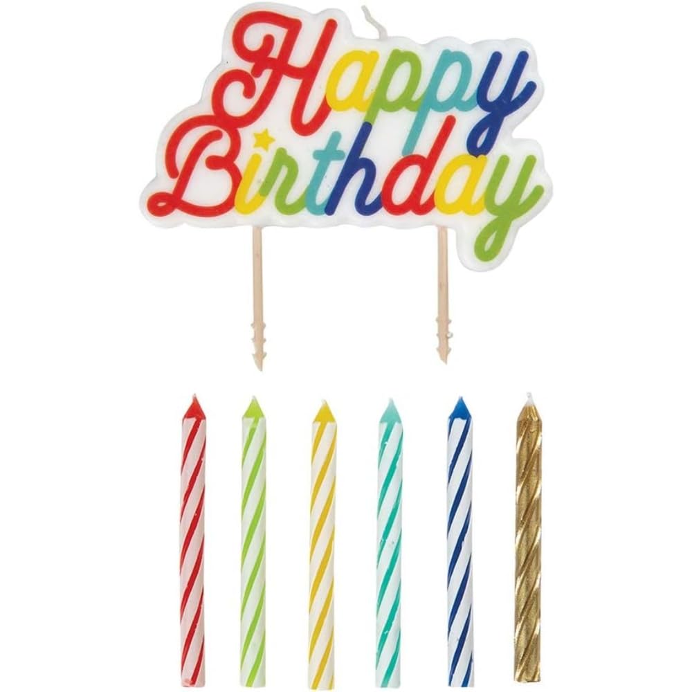 Unique Industries Unique Multicolor Large Happy Birthday Pick Candle, 12 Ct., Spiral