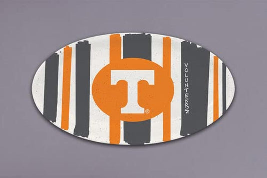 Magnolia Lane University of Tennessee The Volunteers Football Oval Striped Platter, 12.25-inch Length, Melamine, Kitchen Accessories