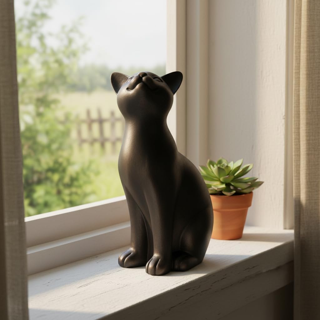 Comfy Hour Farmhouse Collection 9" Polyresin Standing Cat Decoration, Black
