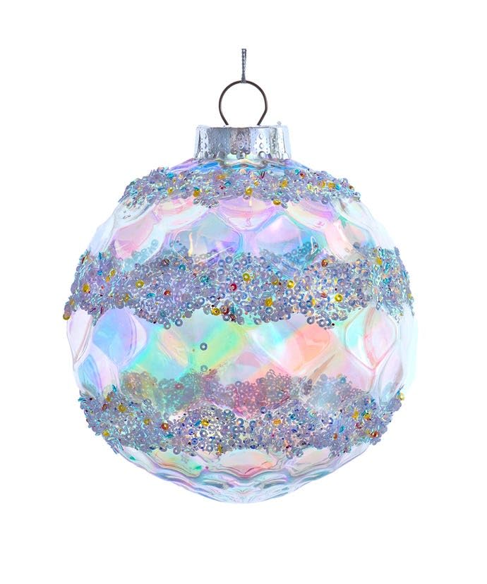 150MM Plastic Glittered Iridescent Ball Ornament