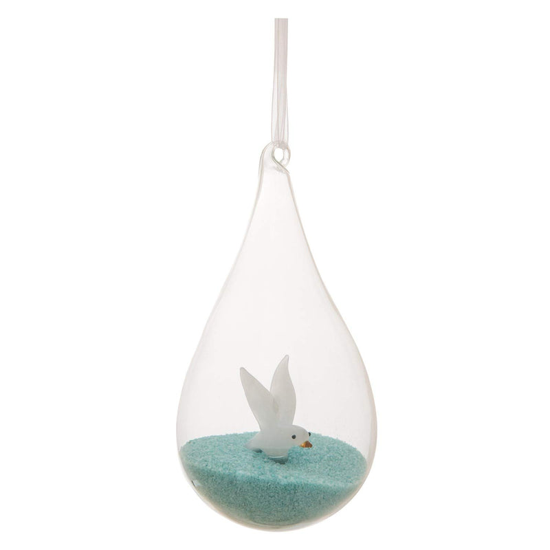 Beachcombers Glass Ball Blue Sand Seagull Ornament