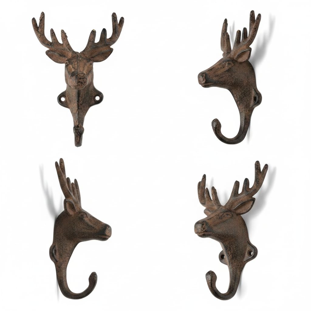 Comfy Hour Cast Iron Deer Single Key Coat Hook Clothes Rack Wall Hanger, Heavy Duty, Recycled