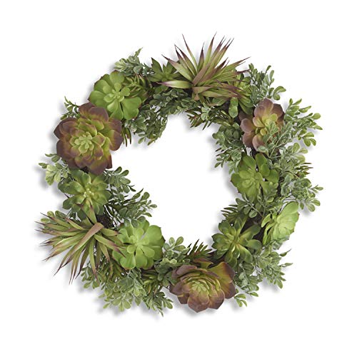 K&K Interiors 20 Inch Mixed Succulent Round Wreath
