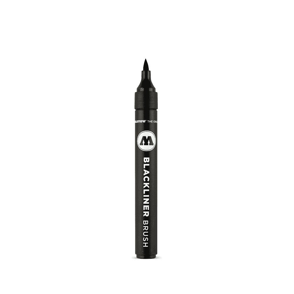 MOLOTOW Blackliner Pen, Brush Tip with Refillable Barrel, Quick Dry Black Permanent Archival Ink, 1 Each (703.212)