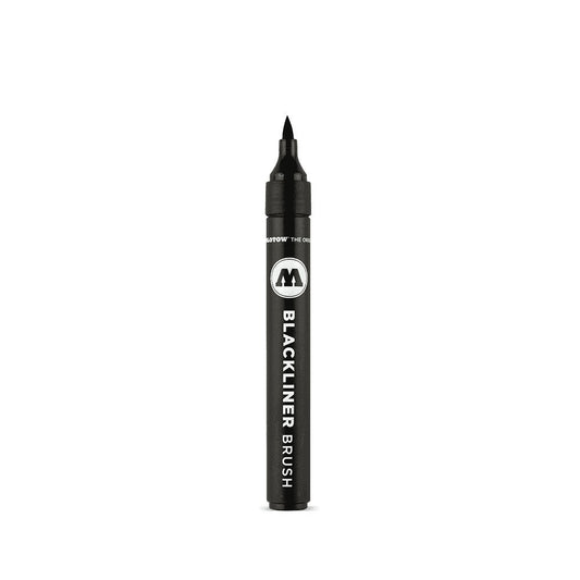 MOLOTOW Blackliner Pen, Brush Tip with Refillable Barrel, Quick Dry Black Permanent Archival Ink, 1 Each (703.212)