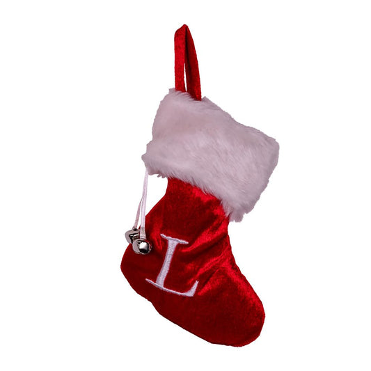 Kurt Adler 7 inch "L" Red Monogrammed Mini Christmas Stocking