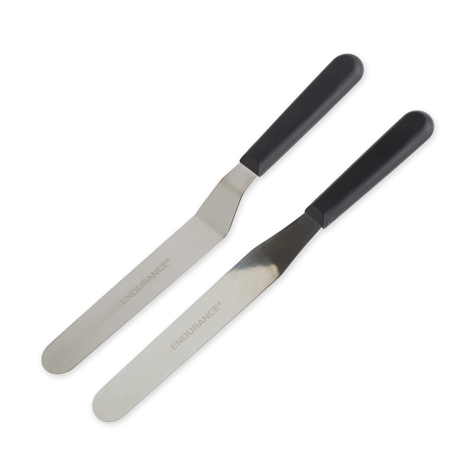 RSVP International Endurance Baking Supplies & Accessories Straight & Offset Spatula Set, Stainless Steel Blade, Dishwasher Safe, Cake Decorating Supplies, 8" Length