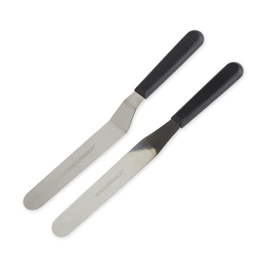 RSVP International Endurance Baking Supplies & Accessories Straight & Offset Spatula Set, Stainless Steel Blade, Dishwasher Safe, Cake Decorating Supplies, 8" Length