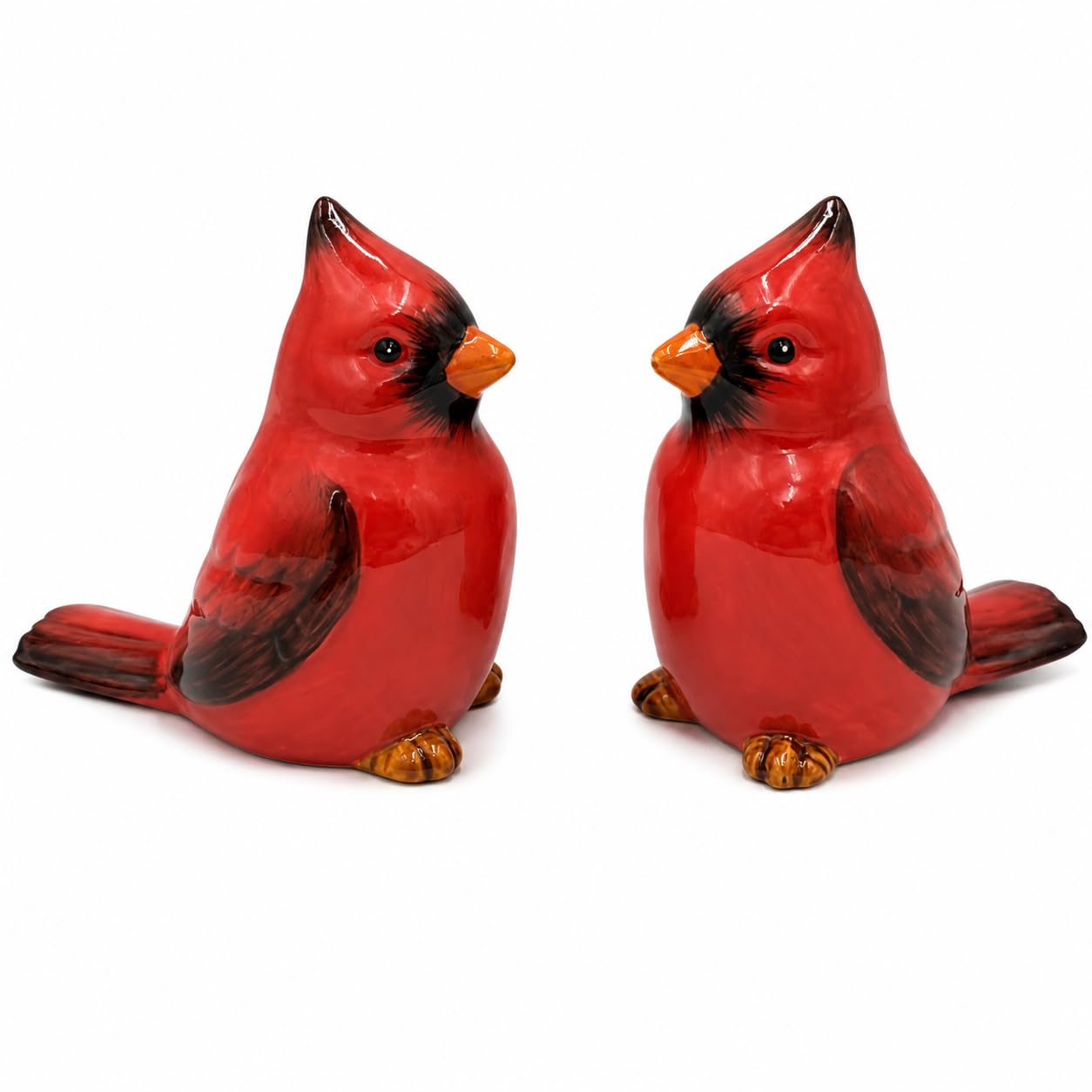 Comfy Hour Farmhouse Home Decor Collection 2.4" Two Red Feather Cardinals Salt and Pepper Bottle Dolomite Figurine, Set of 2, Red