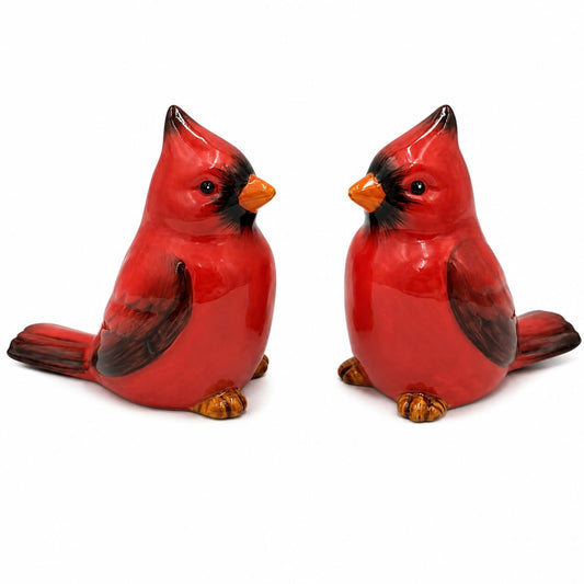 Comfy Hour Farmhouse Home Decor Collection 2.4" Two Red Feather Cardinals Salt and Pepper Bottle Dolomite Figurine, Set of 2, Red