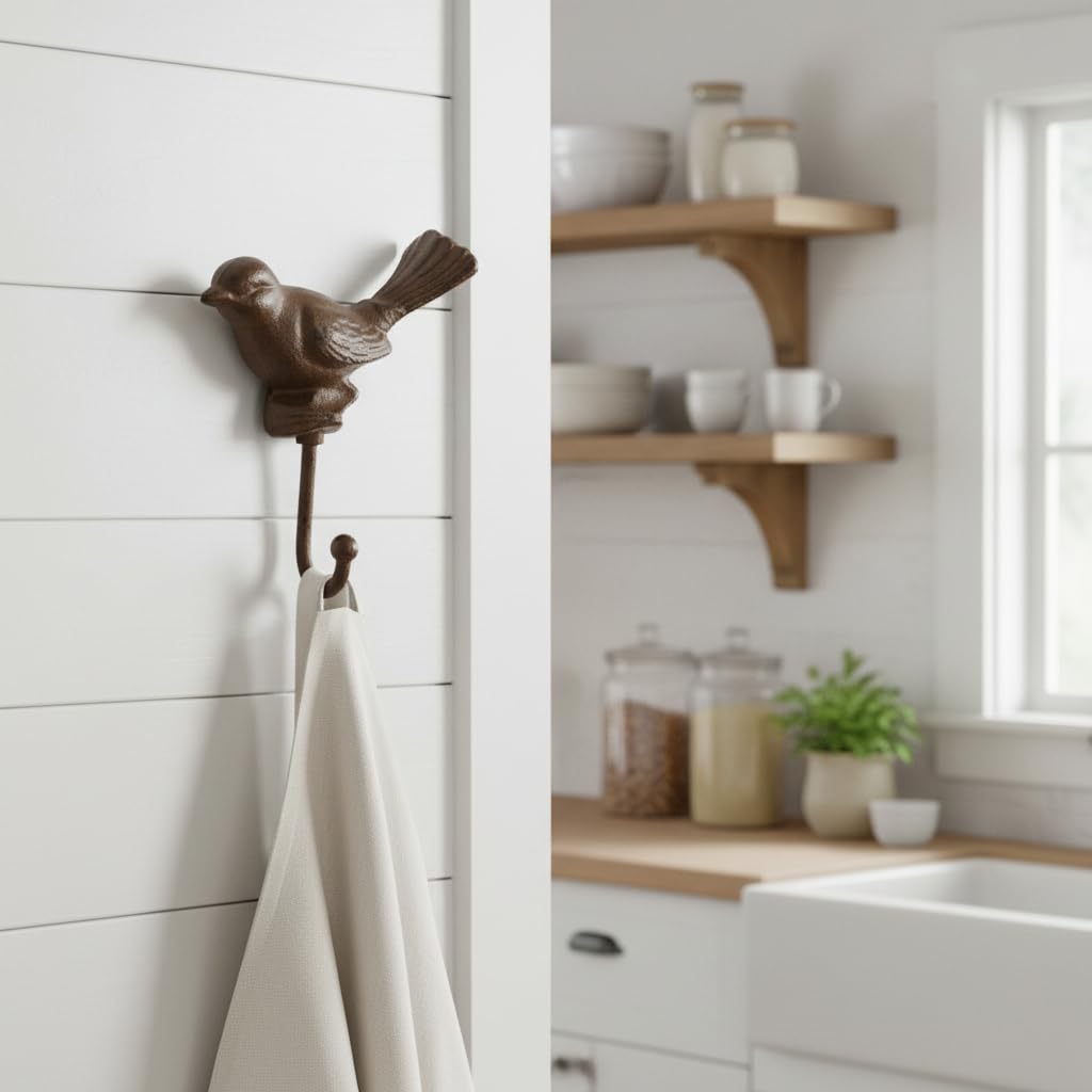 Comfy Hour 5 Inch Bird Wall Hook, Vintage Sparrow Hanger, 1 Pack