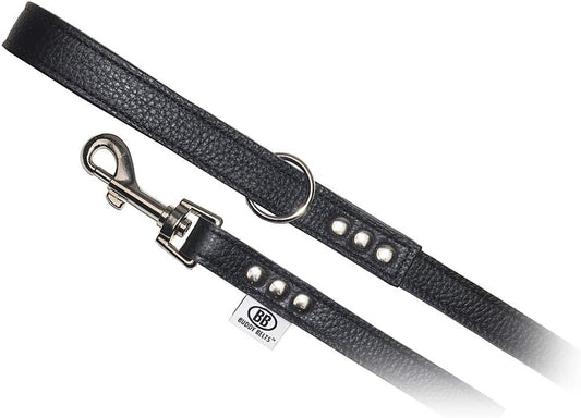 Buddy Belts All Pebble Grain Leather Leash Black - Premium Edition (1/2" x 4')