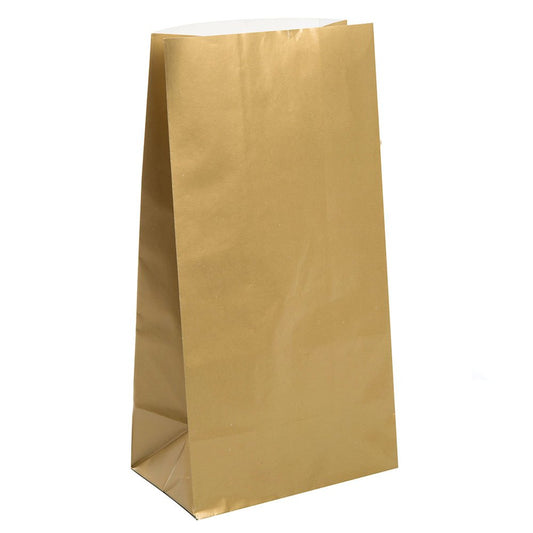 Unique Industries Metallic Gold Paper Favor Bags, 10ct