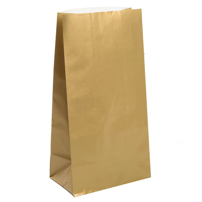Unique Industries Metallic Gold Paper Favor Bags, 10ct