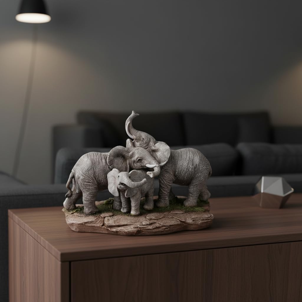 Comfy Hour 9.2 Inch Elephant Statue, Family Decor, Set of 1