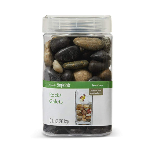 FloraCraft Rocks with 5-Pound Square Reuseable Jar, Multiple Sizes, Multiple Colors
