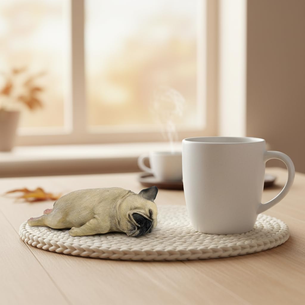 Comfy Hour 5.31 Inch Pug Figurine, Sleeping Dog Statue