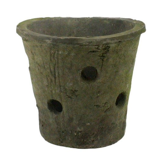 HomArt Rustic Terra Cotta Orchid Pot, Moss Grey, 1-Count
