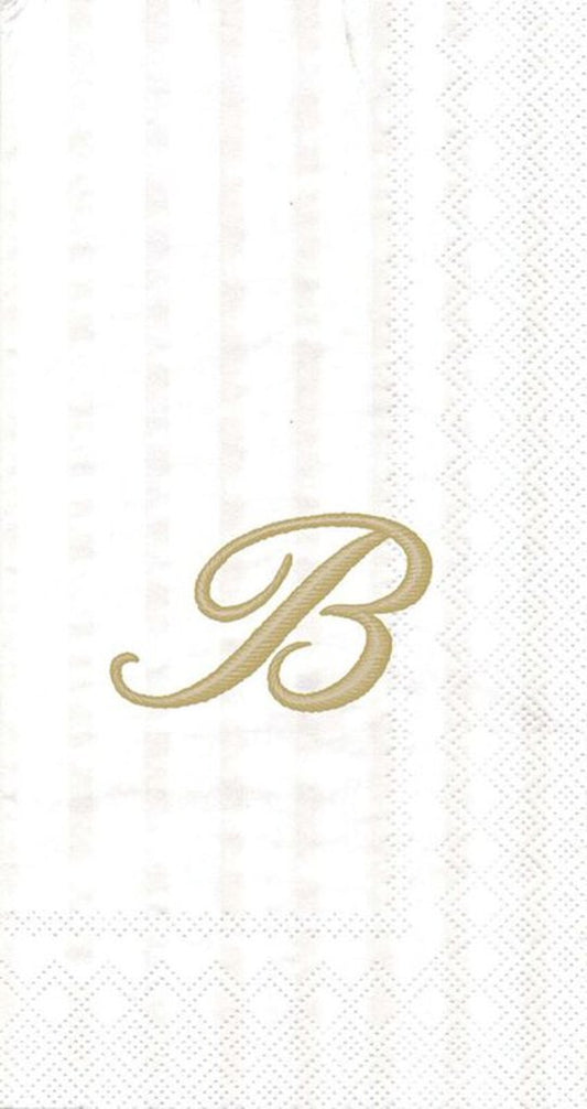 Boston International Ideal Home Range 3-Ply Paper Ivory Monogram, 16 Count Guest Towel Napkins Letter B
