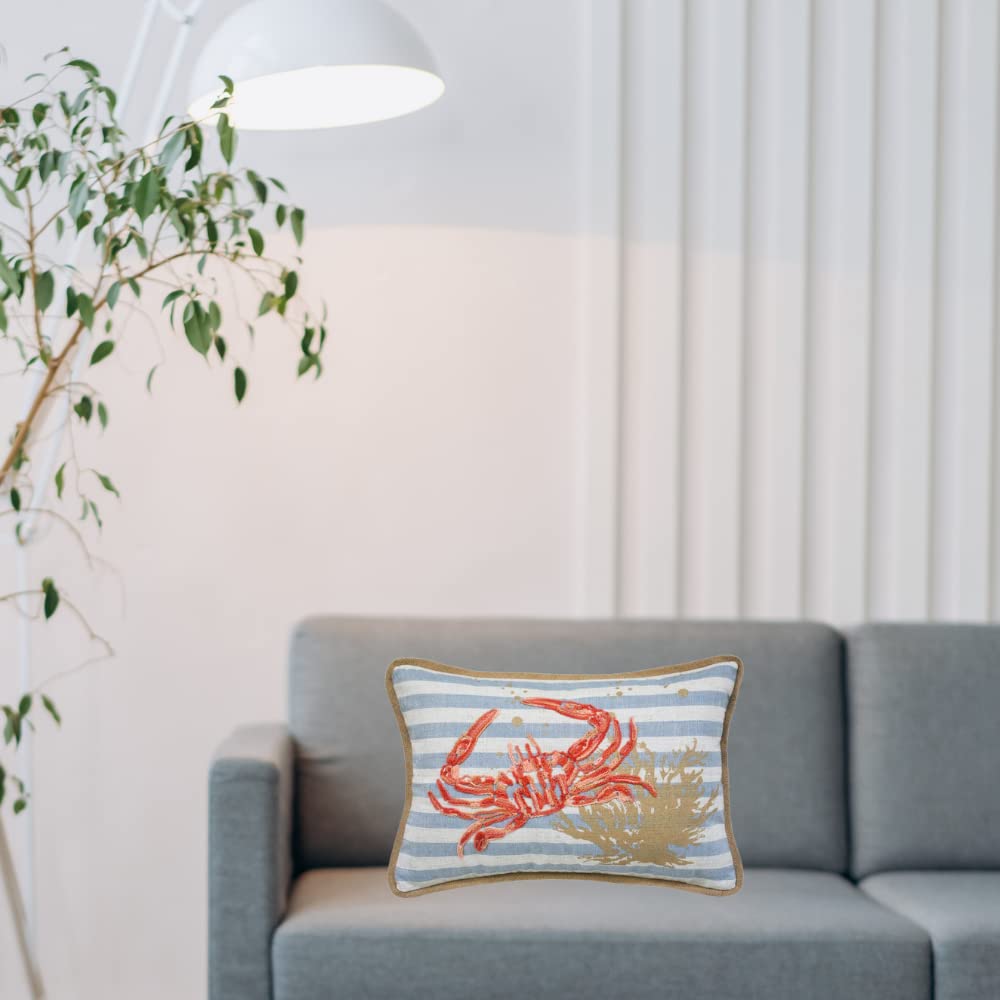 Comfy Hour Under The Sea Collection Ocean Sea Crab Coral Coastal Accent Throw Pillow Cushion, for Marine Animal Lovers, Polyester