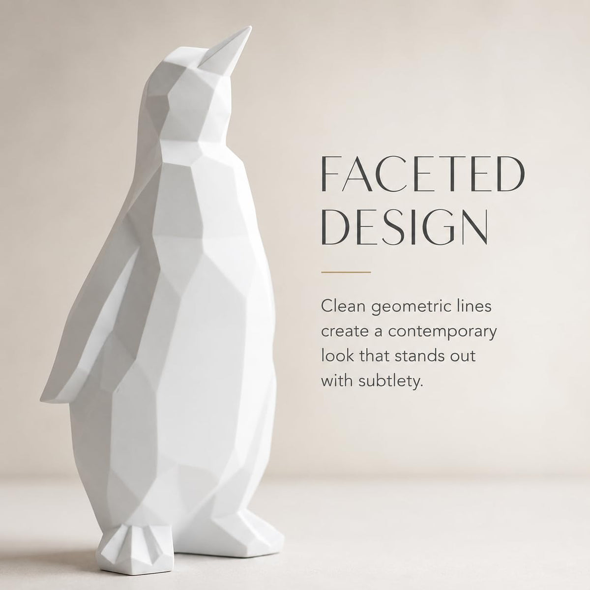 Comfy Hour Farmhouse Home Decor Collection 7" Penguin Tabletop Decorative Figurine, 3D Paper Folding Effect Finish, White, Polyresin (White)