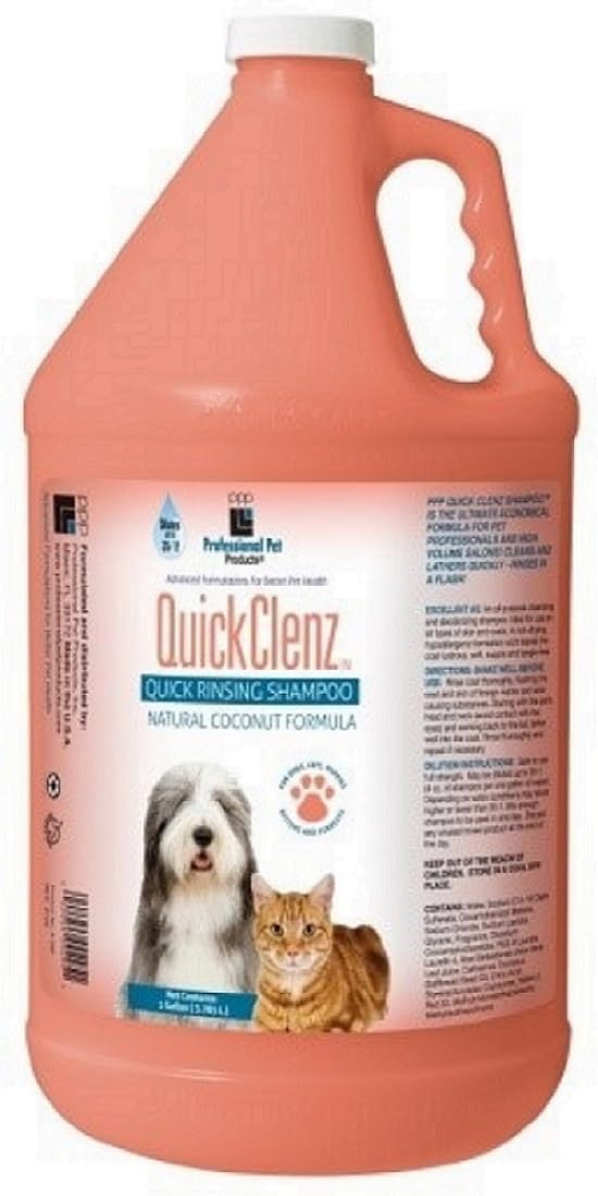 PPP QuickClenz Quick Rinsing Dog and Cat Shampoo, 1-Gallon
