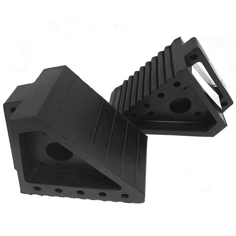 OMAC Wheel Chocks for RV, Travel Trailers, Camper, Car, Truck and SUV, Tire Blocks, Heavy Duty, Rubber, 2 Pcs, 7.48" x 3.93" x 5.9" Inch, Black
