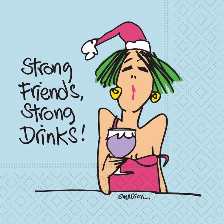 DESIGN DESIGN Strong Friends, Strong Cocktails Beverage Napkin, Party Supplies