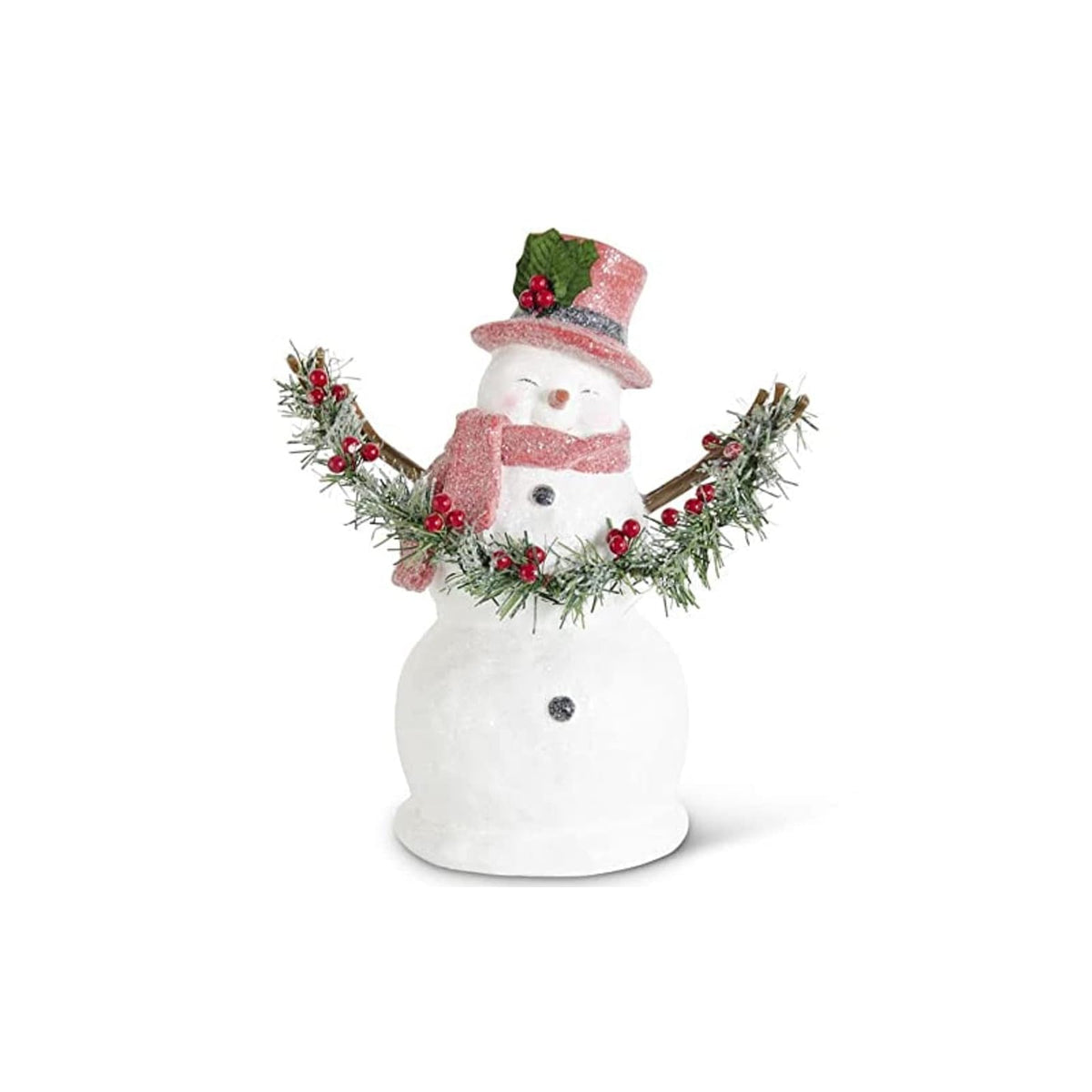 K&K Interiors Garland, 13.75 inches, White and Red