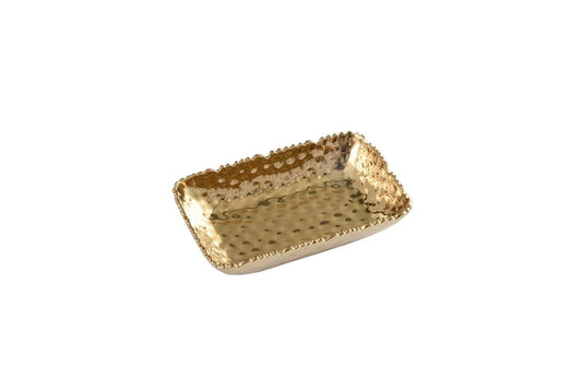Pampa Bay CER-2732-G Rectangular Dish in Golden Millennium, 7-inch Length, Porcelain