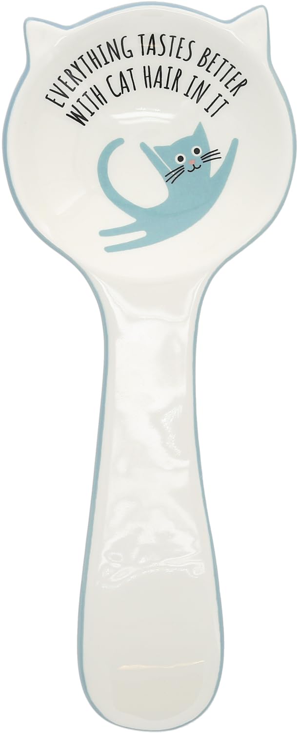 Pavilion - Cat Hair - 10" Housewarming Decorative Cat Shaped Spoon Rest Holder Pet Feline Kitty Kitten Rescue Adoption Animal Pet Parents Mom Dad Present