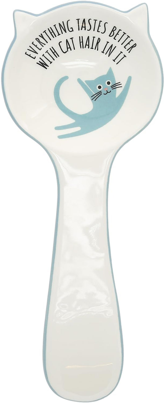 Pavilion - Cat Hair - 10" Housewarming Decorative Cat Shaped Spoon Rest Holder Pet Feline Kitty Kitten Rescue Adoption Animal Pet Parents Mom Dad Present