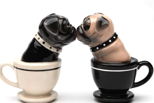 Pacific Trading Tea Cup Pugs Magnetic Ceremic Salt and Pepper Shakers