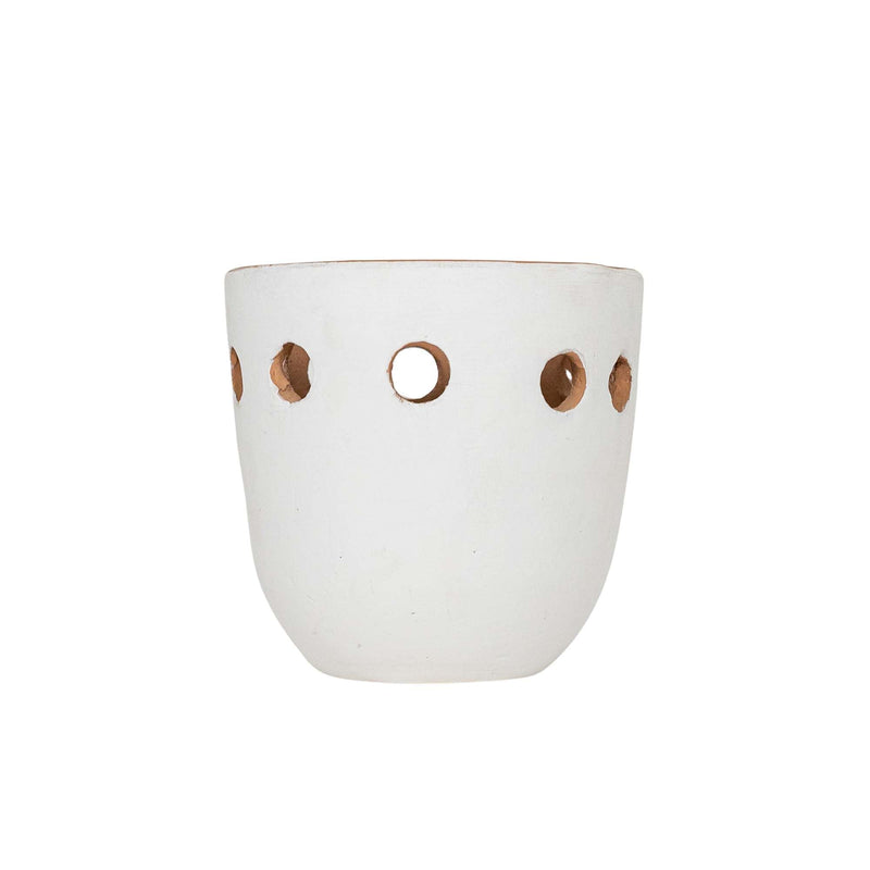 Foreside Home & Garden Round Cutout Planter White Terracotta