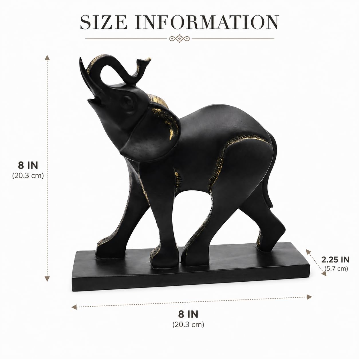 Comfy Hour 8 Inch Elephant Decor, Black Elephant Figurine, Trunk Up