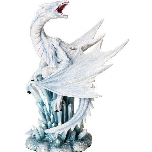 PTC 10.5 Inch White Ice Dragon on Crystal Mythological Statue Figurine