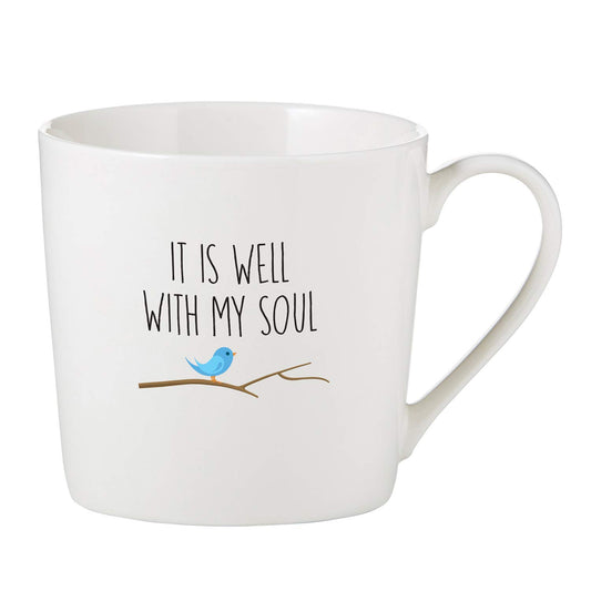 Creative Brands CB Gift SIPS Drinkware Bone China Caf‚Äö√†√∂¬¨¬© Mug/Cup White, 14-Ounces, It is Well