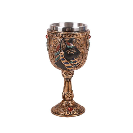 Pacific Trading Giftware Egyptian Royalty Bastet 7oz Wine Goblet with Removable Stainless Steel Insert