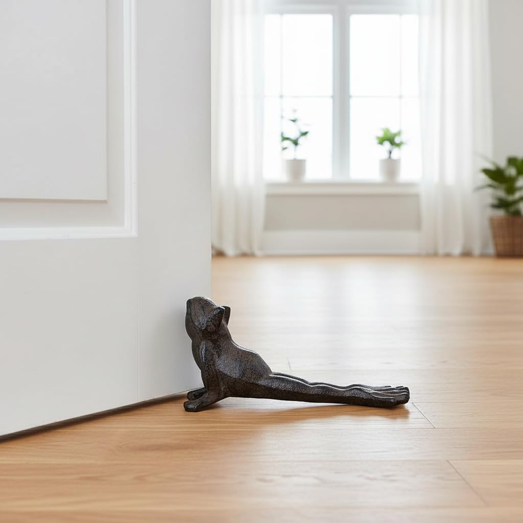 Comfy Hour Frog Door Stop, Cast Iron Yoga Frog Door Stopper, 1 Pc