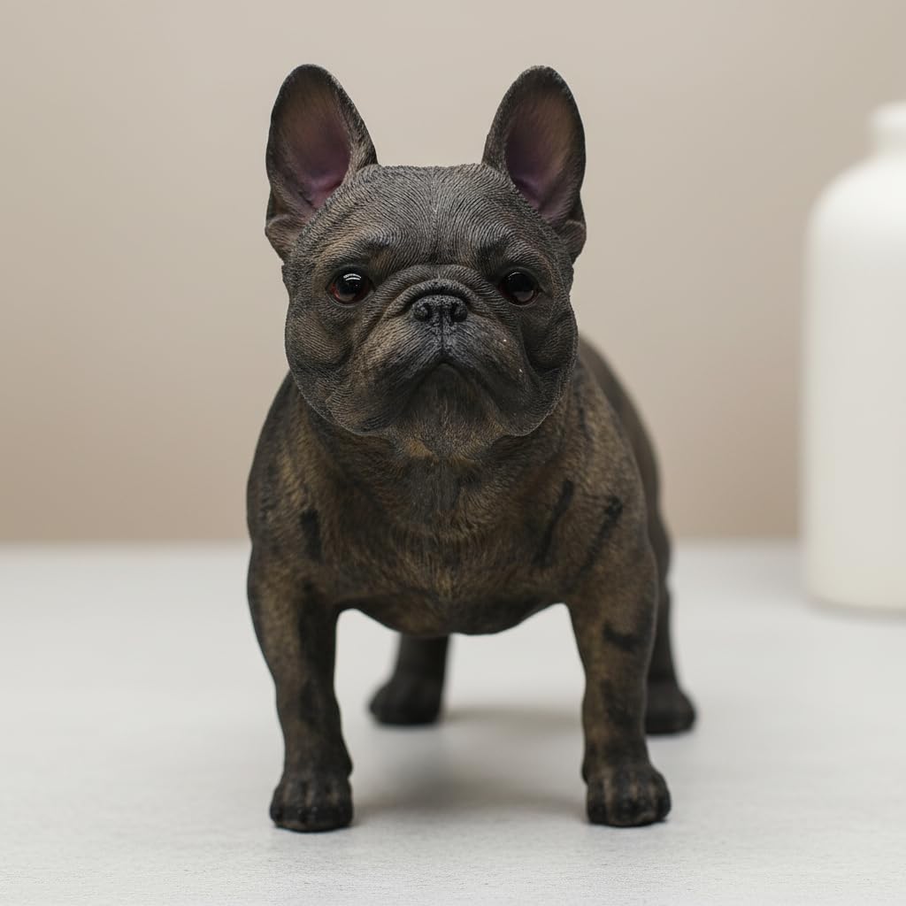 Comfy Hour Doggyland Collection, Miniature Dog Collectibles 6 Standing French Bulldog Figurine, Realistic Lifelike Animal Statue Home Decoration, Brindle, Polyresin