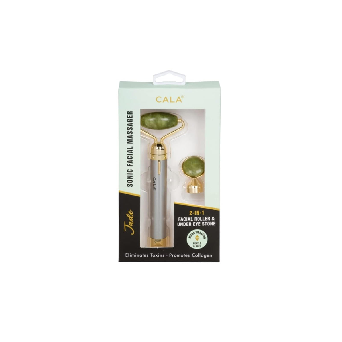 Cala Massager, Green Tones; Brassy-gold Hardware. Due to the Natural Stone, Colo